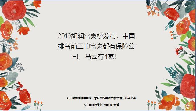2019胡润富豪榜发布中国排名前三的富豪都有保险公司马云有4家21页.ppt
